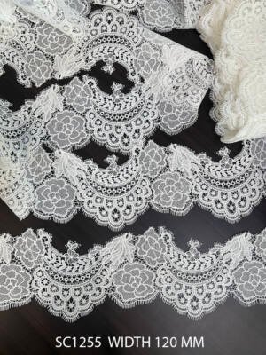 fine poly white chemical gpo french lace 120mm floral scallop lace trim