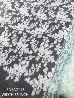 white 3d floral applique lace fabric on net organza 55 inch width designer fabric