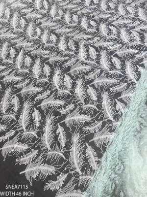 white 3d leaf lace net organza fabric poly embroidered 46 inch width designer fabric