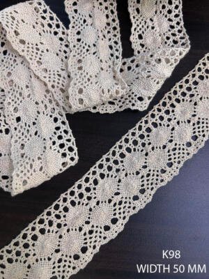 K98 cotton crochet lace trim 50mm vintage lace border