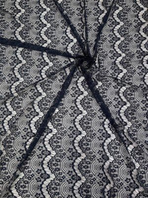 RF140 black raschel fine lace fabric 58 inch floral striped mesh lace fabric for gowns and bridal wear