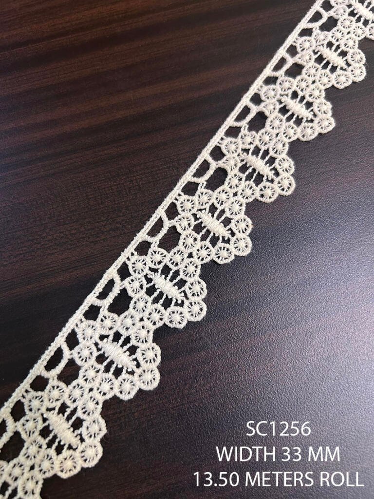 SC1256 Gpo Chemical Cotton Lace - Lace Trim 33 MM Dyeable