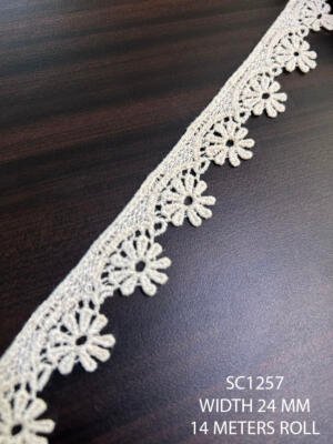 SC1257 cotton GPO chemical guipure lace trim 24 mm floral scalloped lace edging