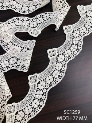 SC1259 GPO chemical poly milk silk lace 77 mm floral decorative white lace border