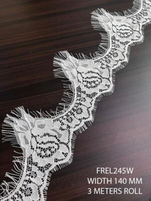 FREL245W Luxury White Chantilly Eyelash Lace 140 MM