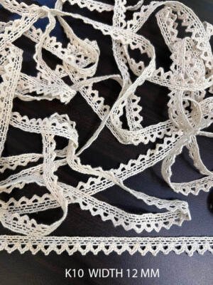 K10 crochet kingri lace 12 mm width with decorative scalloped edge