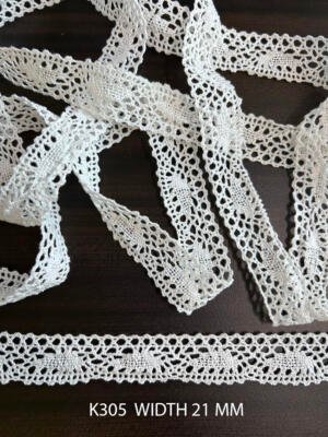 White Cotton Crochet Dyeable Lace Trim 21 MM