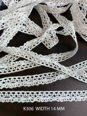 White Cotton Crochet Dyeable Lace Trim 14 MM