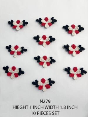 N279 multicolor GPO flower patch red white black embroidered applique 10 pieces set