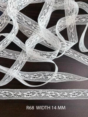 White Raschel Nylon Dyeable Lace Trim 14 MM