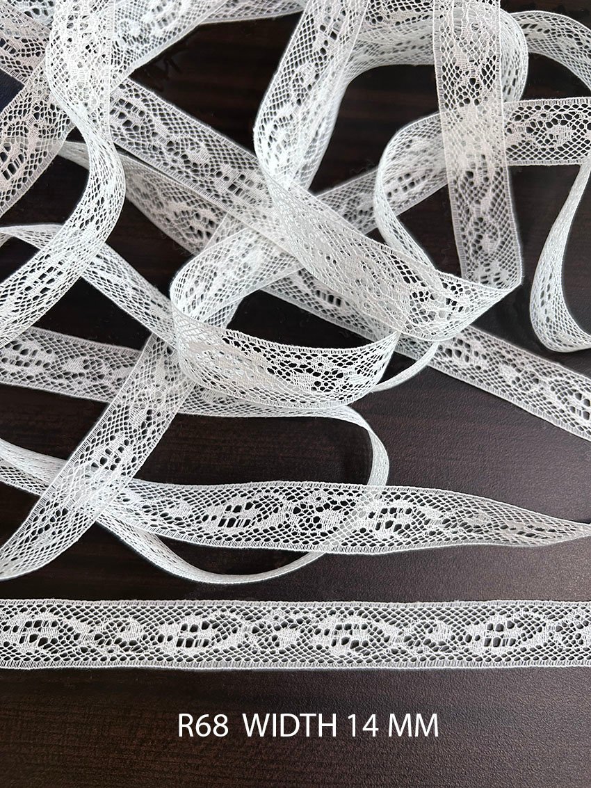 White Raschel Nylon Dyeable Lace Trim 14 MM