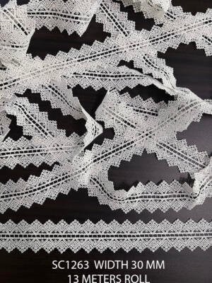 SC1263 Poly White Pearl GPO Guipure Chemical Lace 30 MM