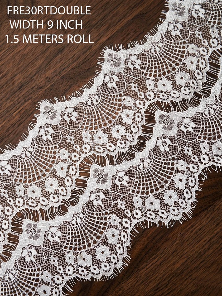 FRE30RTDouble White Chantilly Eyelash Lace