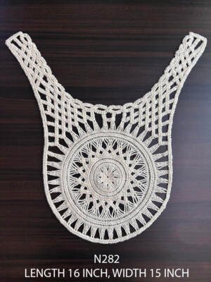 N282 cotton neck yoke patch with circular geometric openwork design