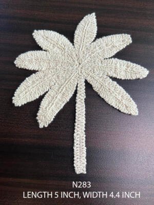 N283 5 inch cotton tree patch with branching foliage design and textured stitching