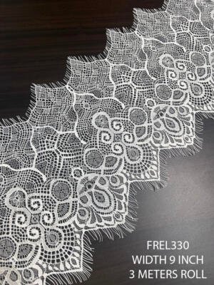FREL330 white Chantilly lace dyeable 9 inch width 3 meters roll