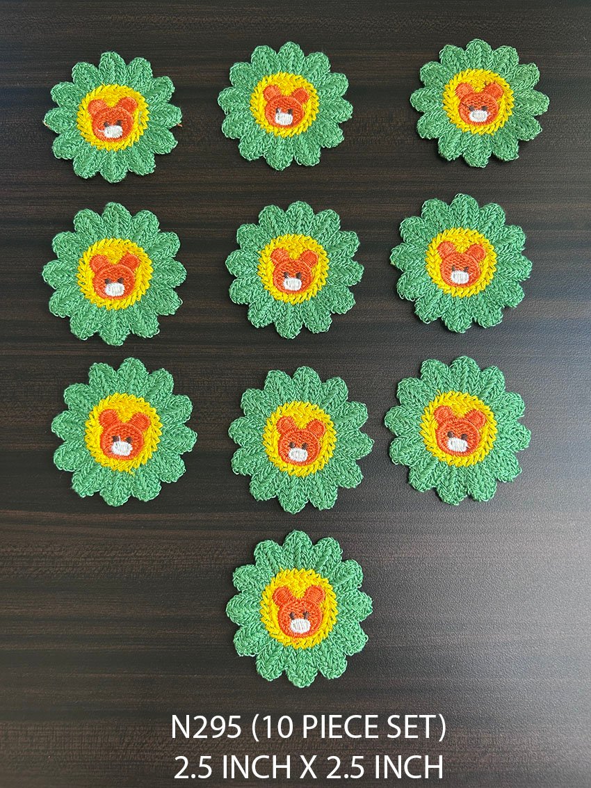 N295 embroidered flower patch lace 10 piece set 2.5 x 2.5 inch
