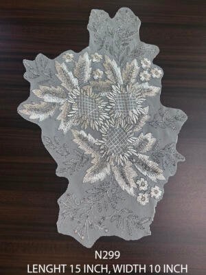N299 embroidered floral lace patch with sequin 15 x 10 inch